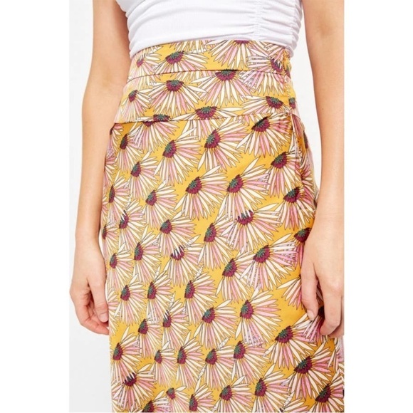 FREE PEOPLE Normani Bias Floral Printed Midi Skirt Drapey in Honey Size 4 NEW - Picture 2 of 15
